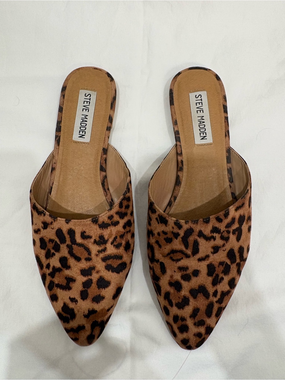 Steve Madden Leopard-Print Pointed Toe Mules - Brown/Black